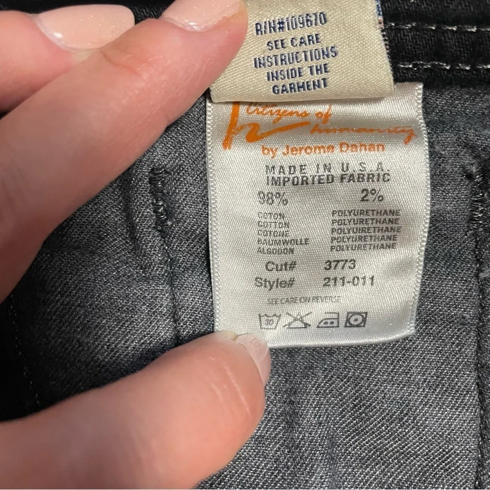 Citizens Of Humanity by Jerome Dahan Black Ankle Length Stretch Jeans Size 30